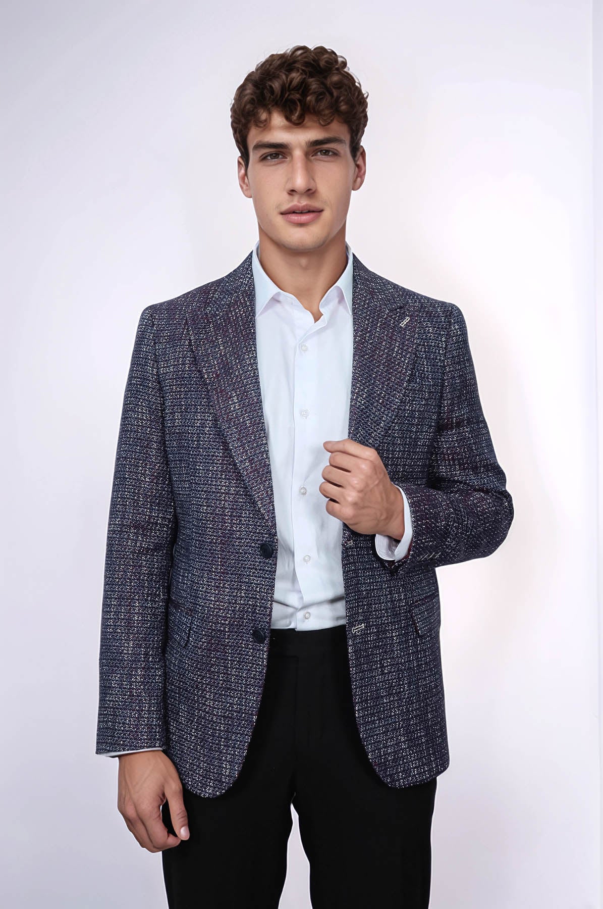 Slim Fit Patterned Sport Purple Men Blazer