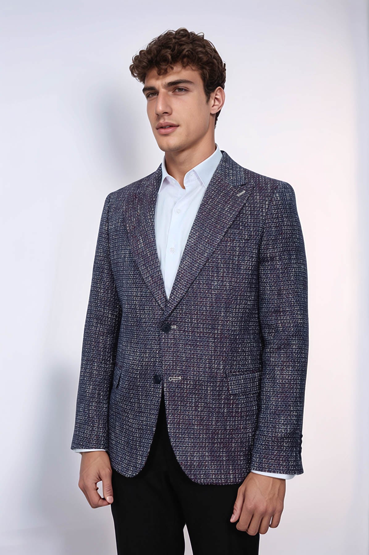 Slim Fit Patterned Sport Purple Men Blazer
