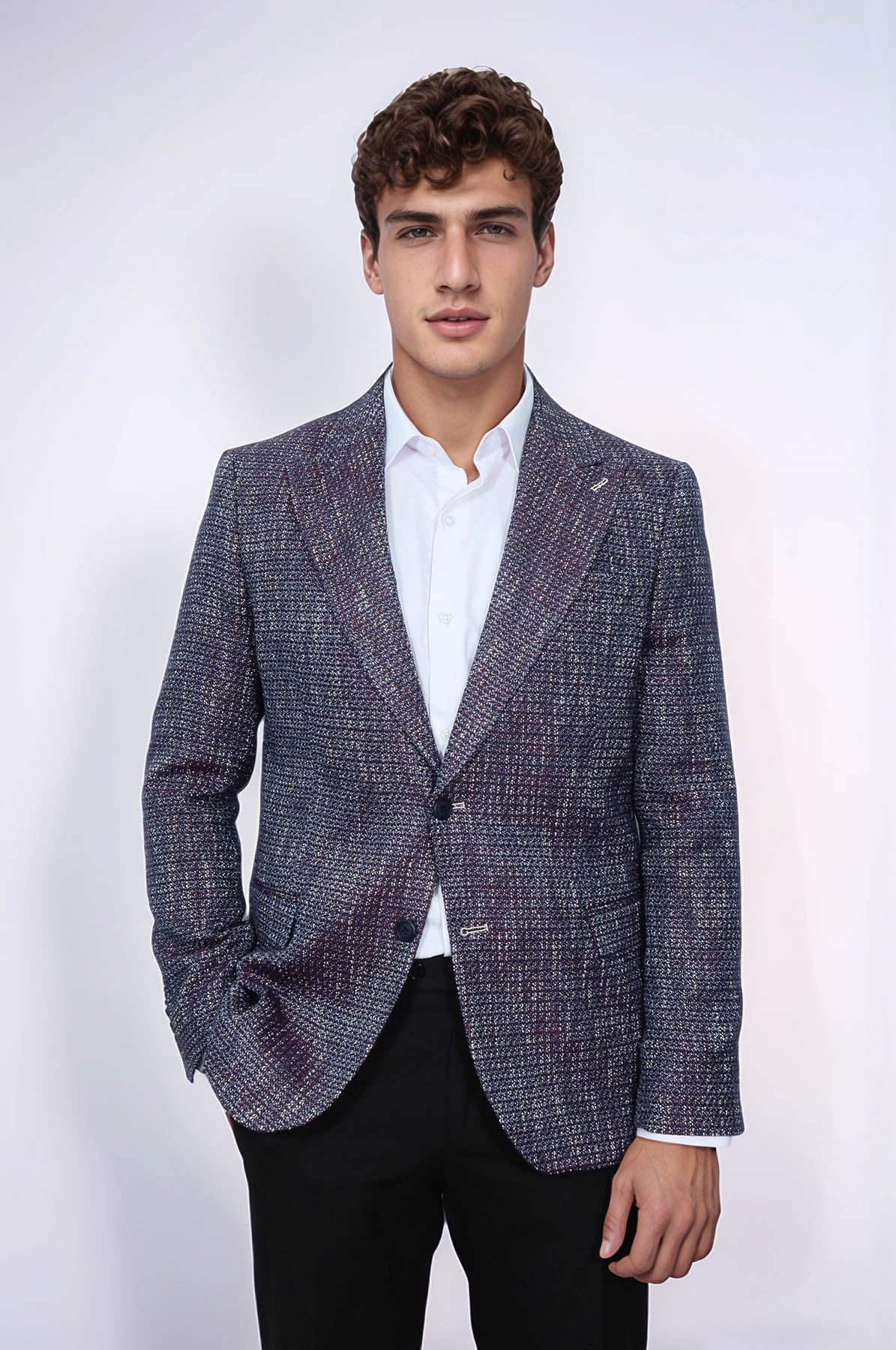 Slim Fit Patterned Sport Purple Men Blazer