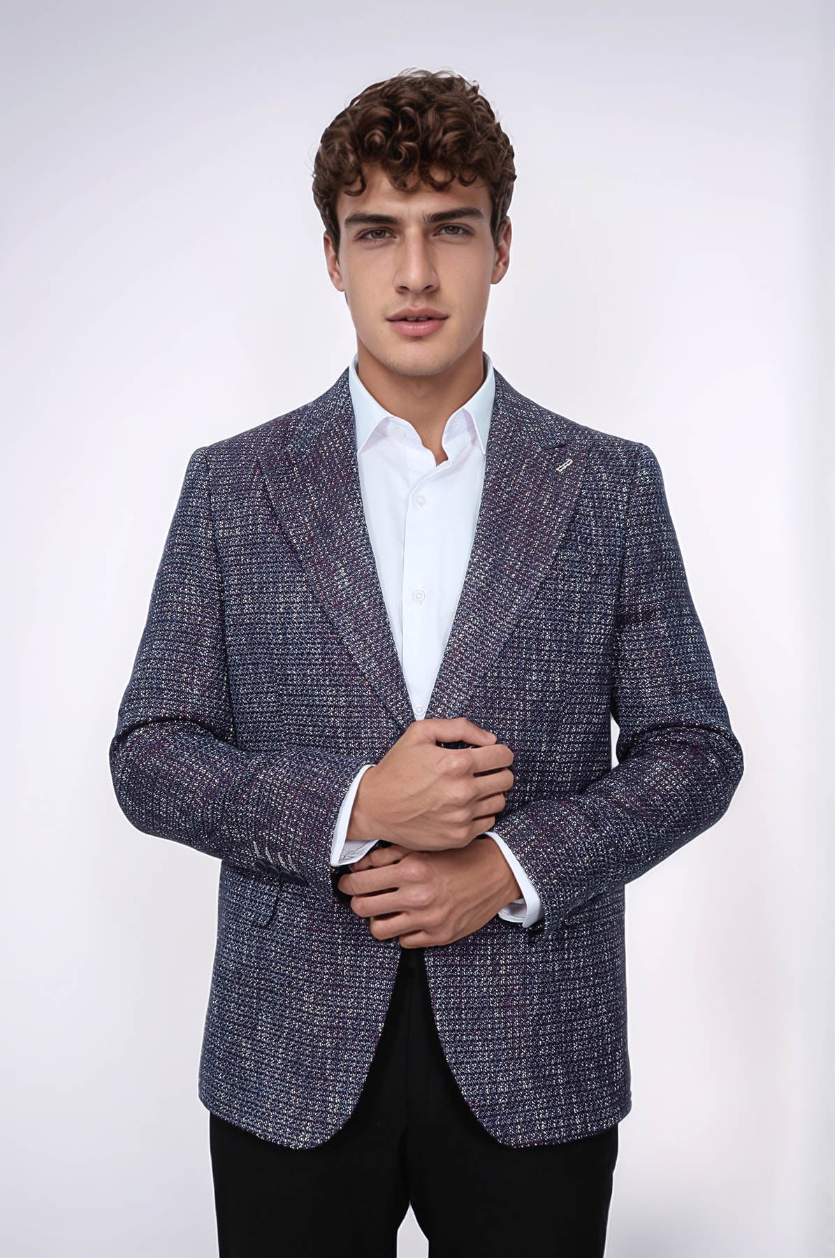 Slim Fit Patterned Sport Purple Men Blazer