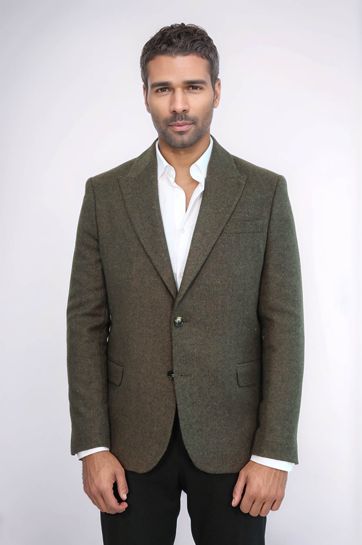 KOALA SYDNEY Houndstooth Wool Dark Green Men Blazer