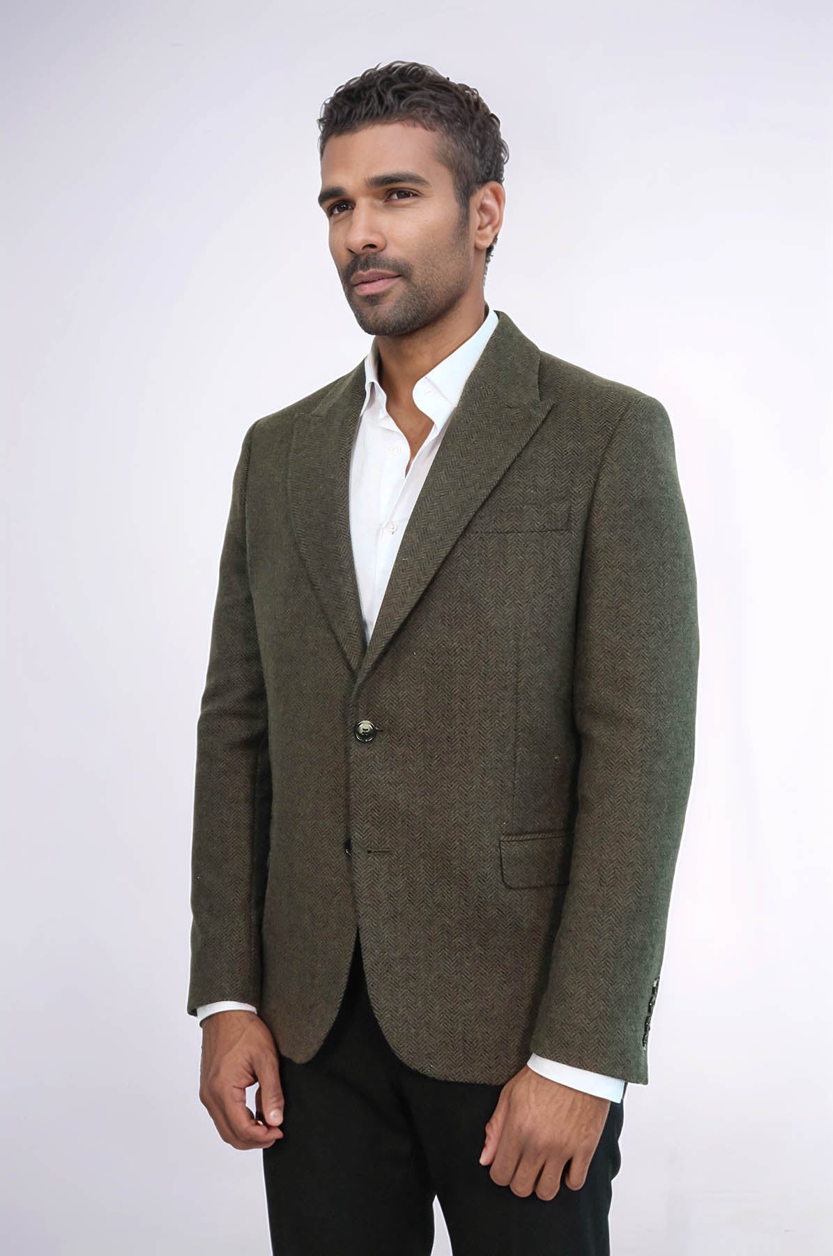 KOALA SYDNEY Houndstooth Wool Dark Green Men Blazer