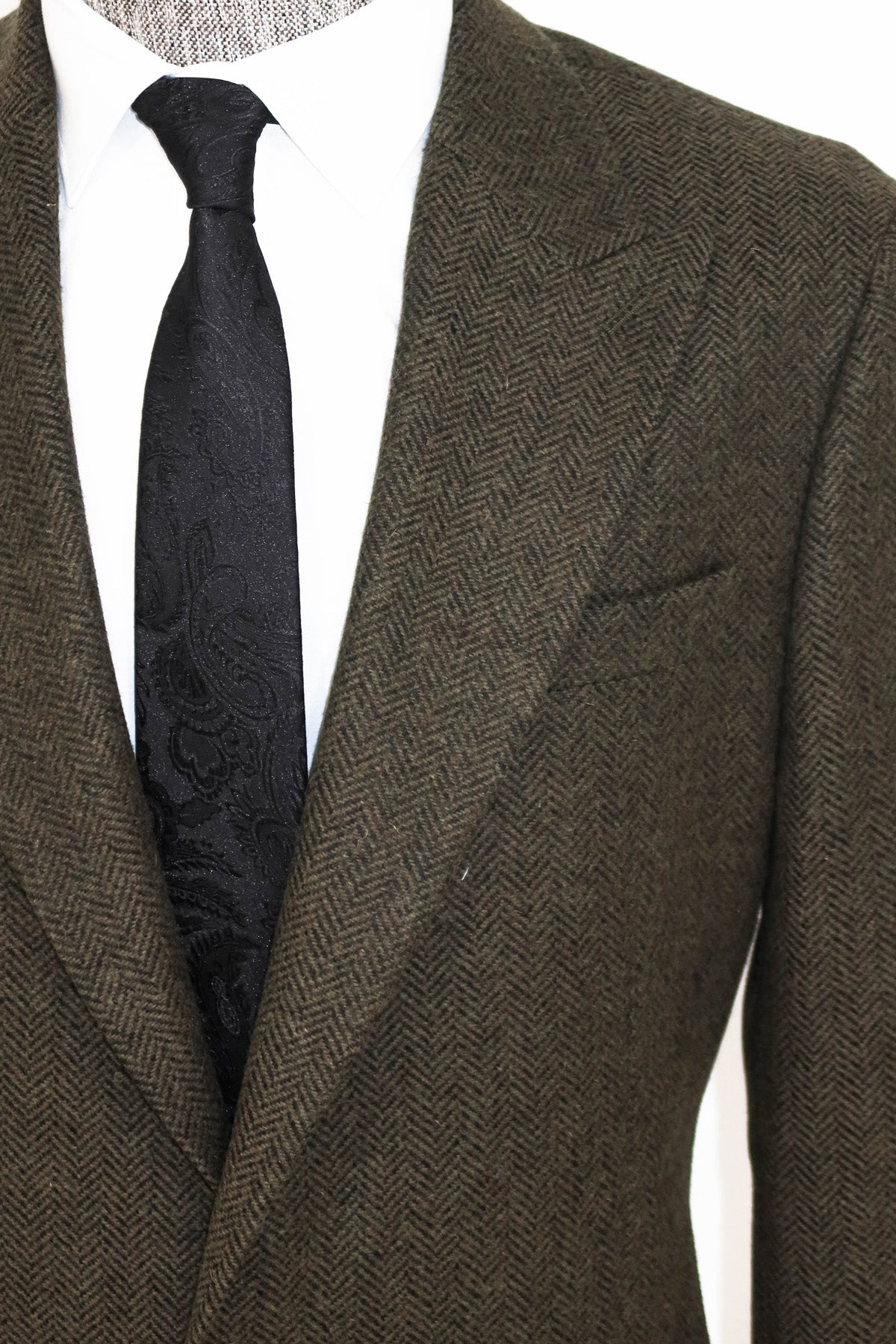 Houndstooth Wool Dark Green Men Blazer and Trousers Combination