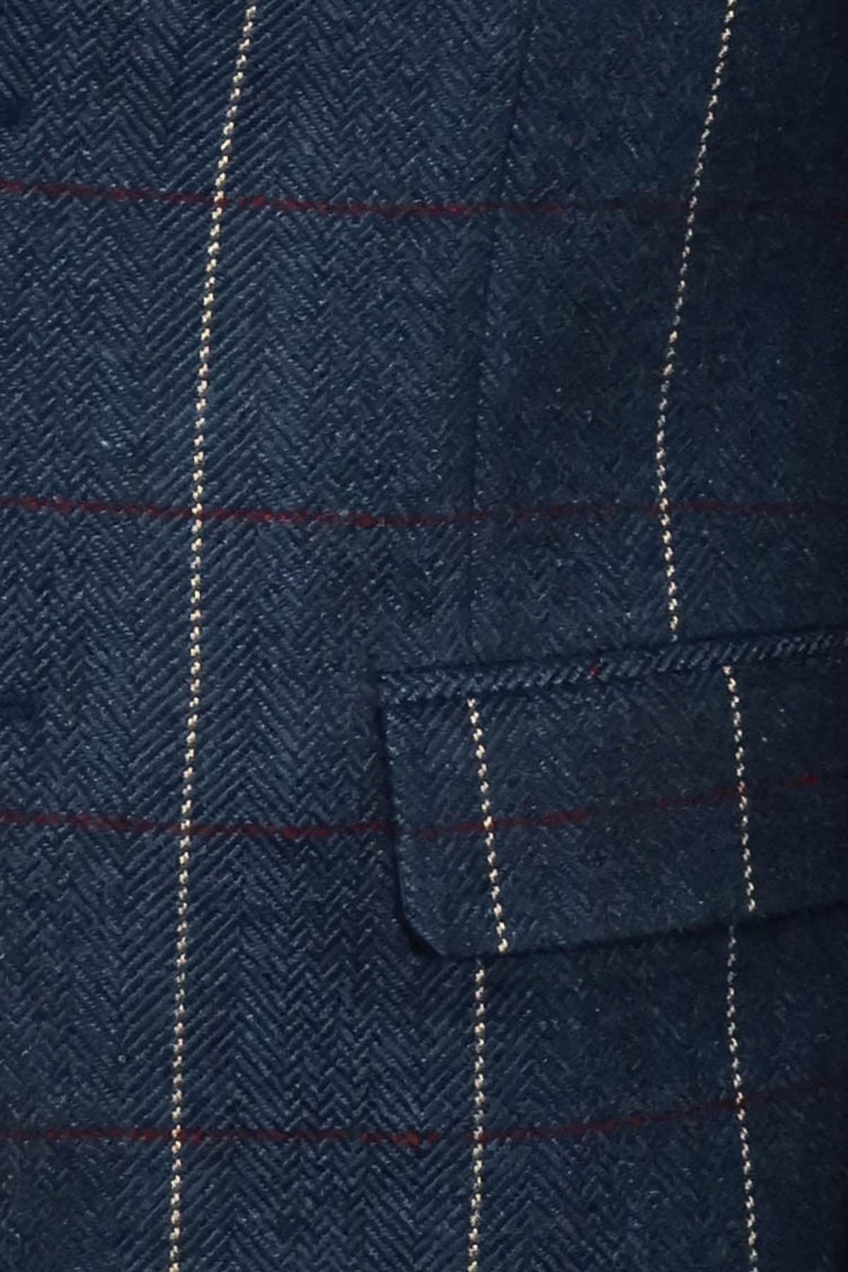 Checked Navy Blue Slim-Fit Blazer