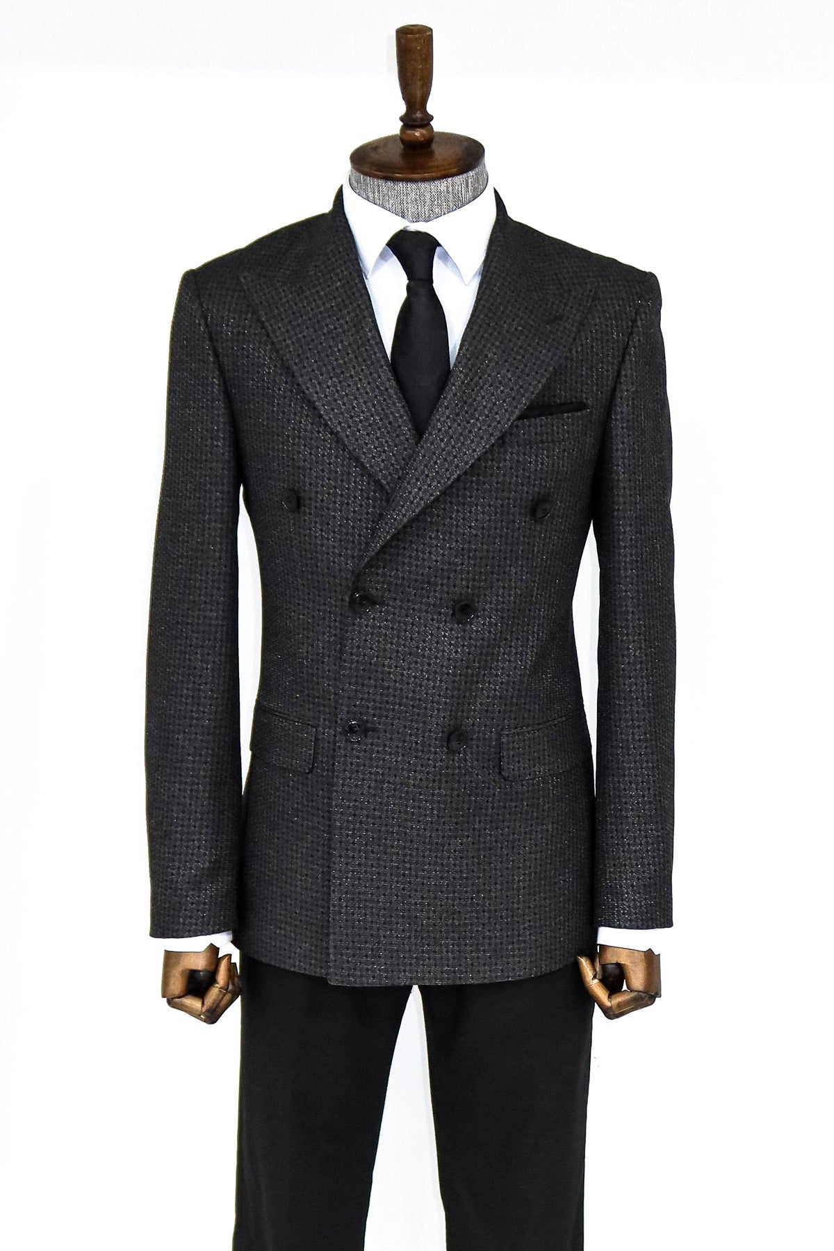 KOALA SYDNEY Houndstooth Patterned Grey Men Double Breasted Blazer and Trousers Combination