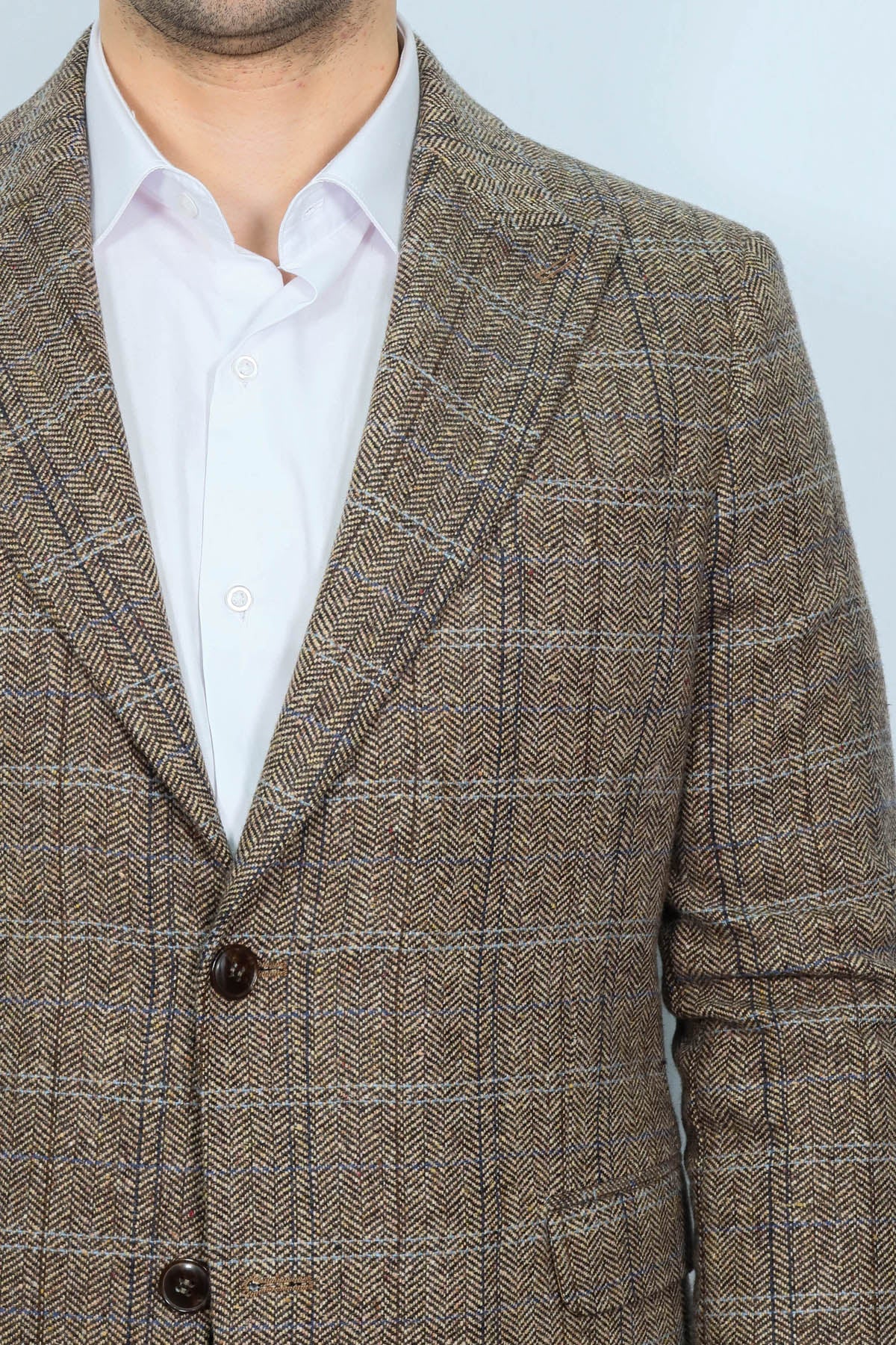 KOALA SYDNEY Herringbone Slim Fit Wool Brown Men Blazer