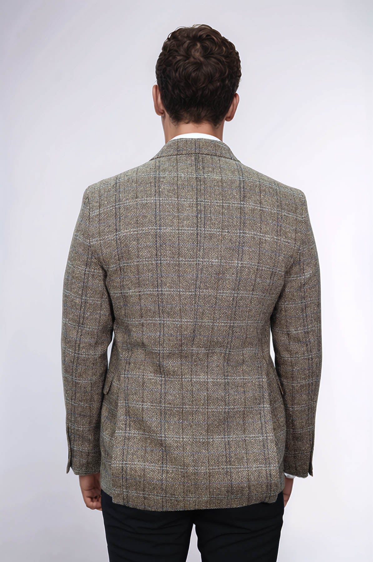 KOALA SYDNEY Herringbone Slim Fit Wool Brown Men Blazer