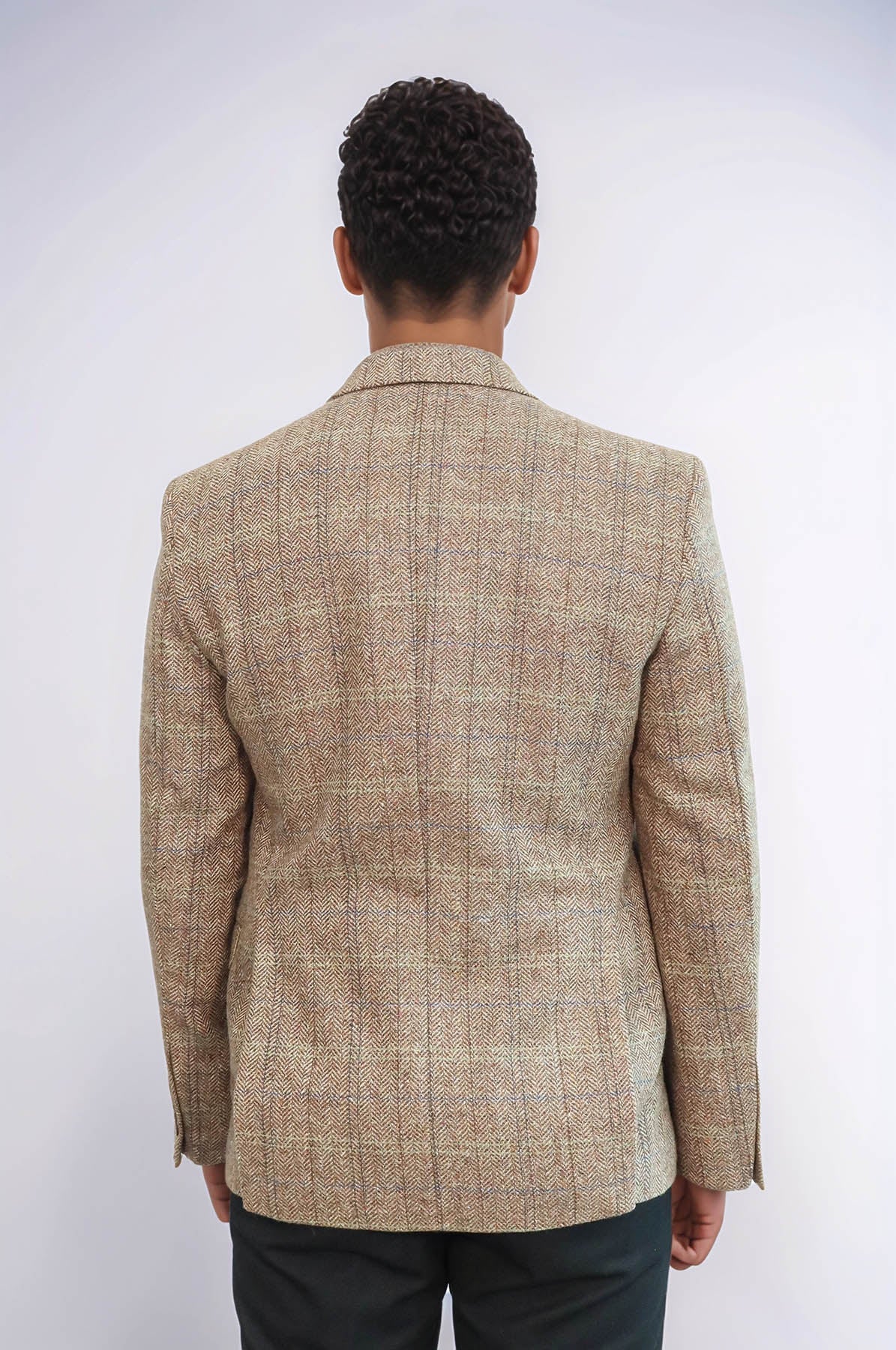 KOALA SYDNEY Herringbone Slim Fit Wool Tan Men Blazer