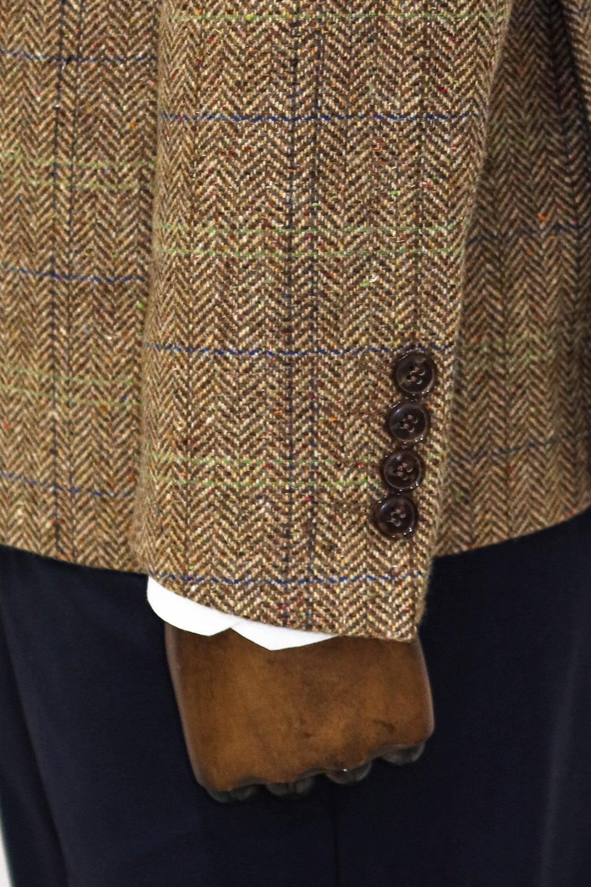 Herringbone Slim Fit Wool Tan Men Blazer and Trousers Combination