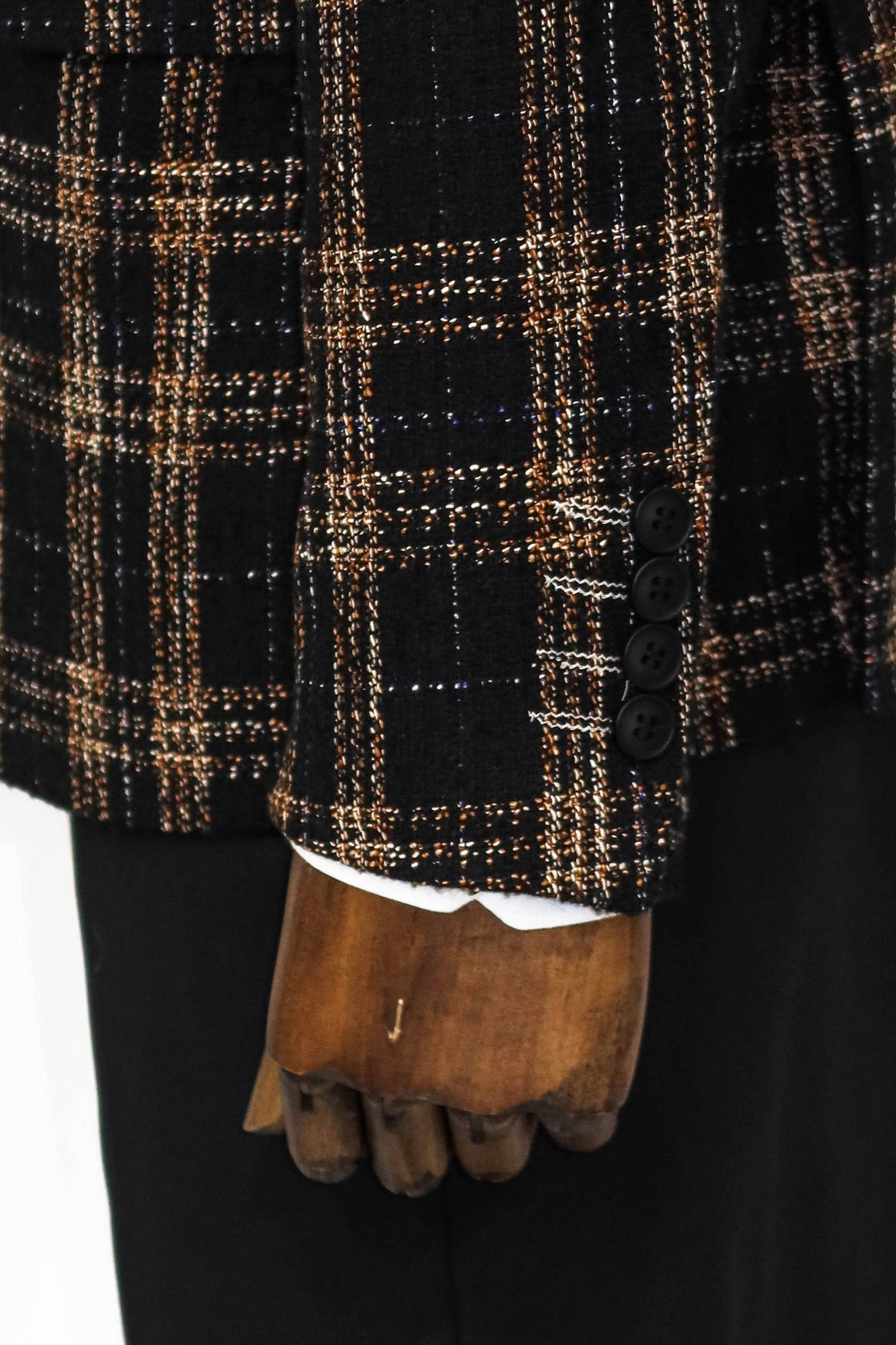 Plaid Slim Fit Black Men Blazer and Trousers Combination