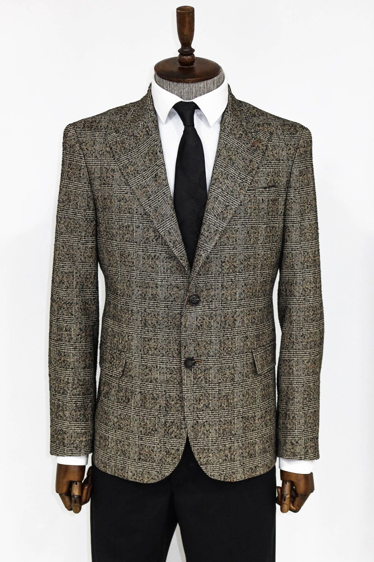 Checked Black Men Blazer and Trousers Combination