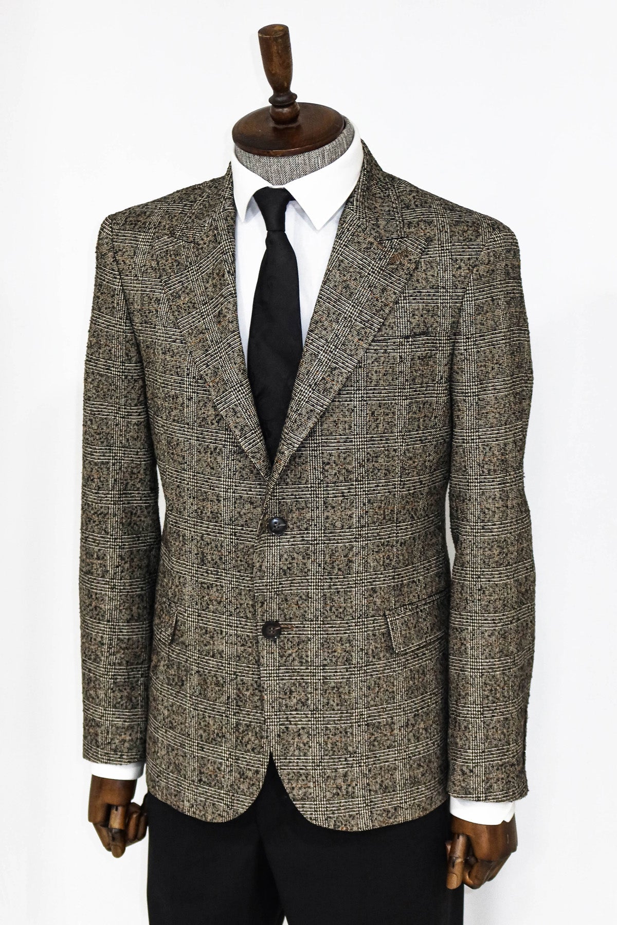 Checked Black Men Blazer and Trousers Combination