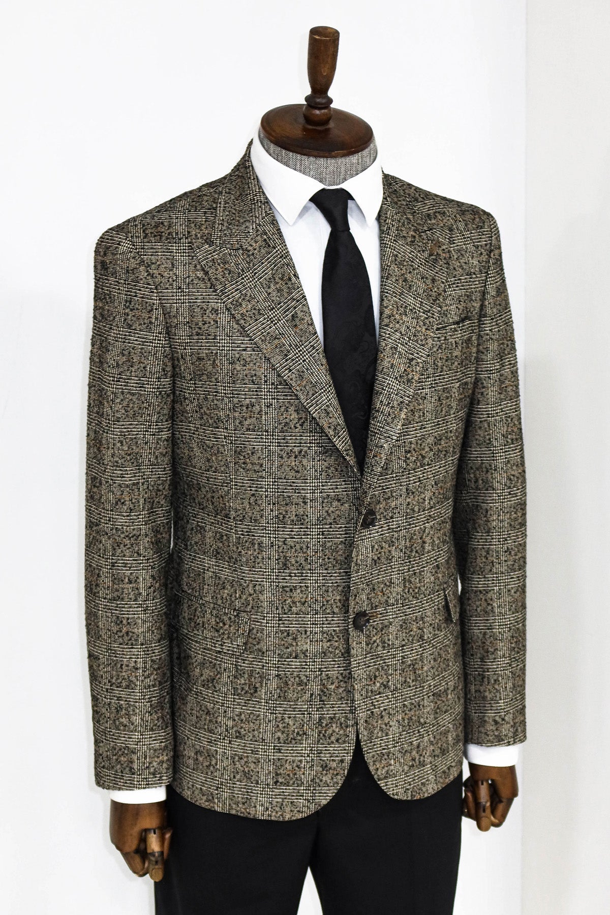 Checked Black Men Blazer and Trousers Combination