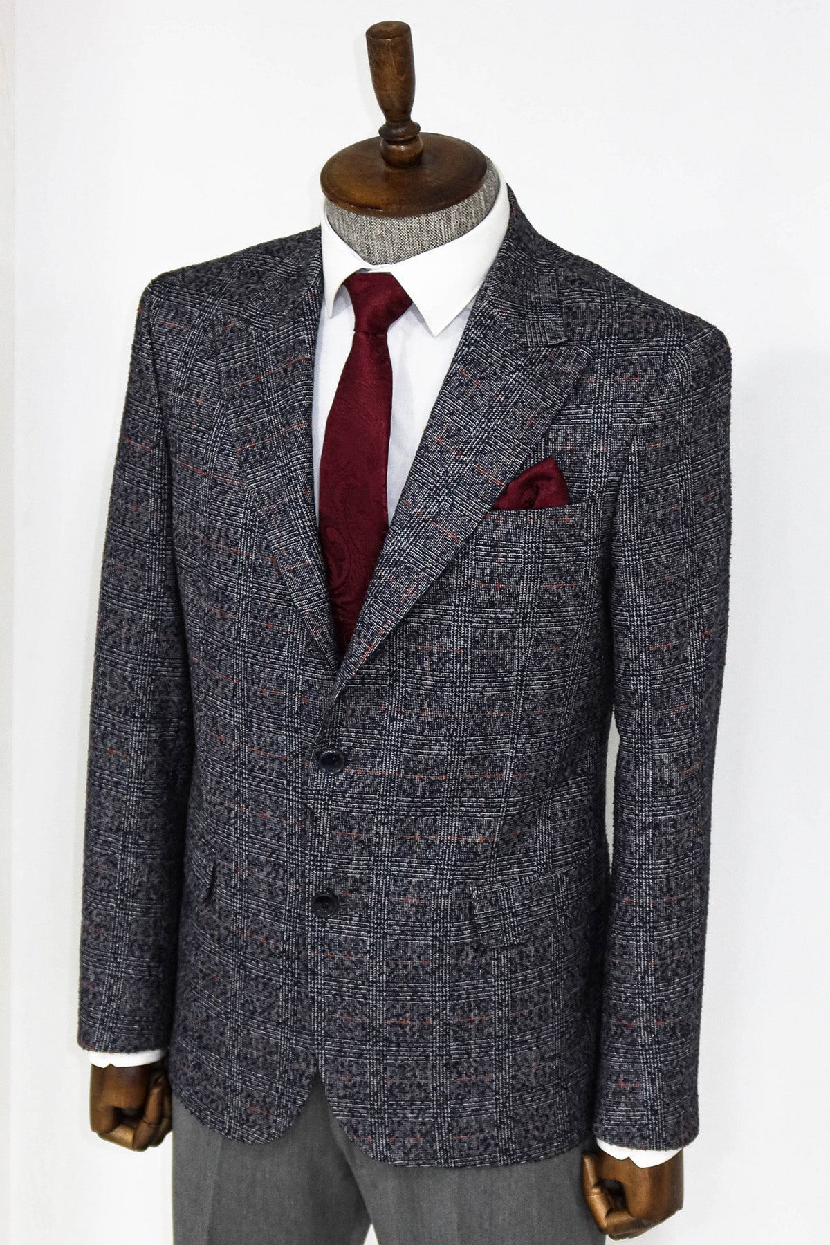 Checked Navy Blue Men Blazer ans Trousers Combination