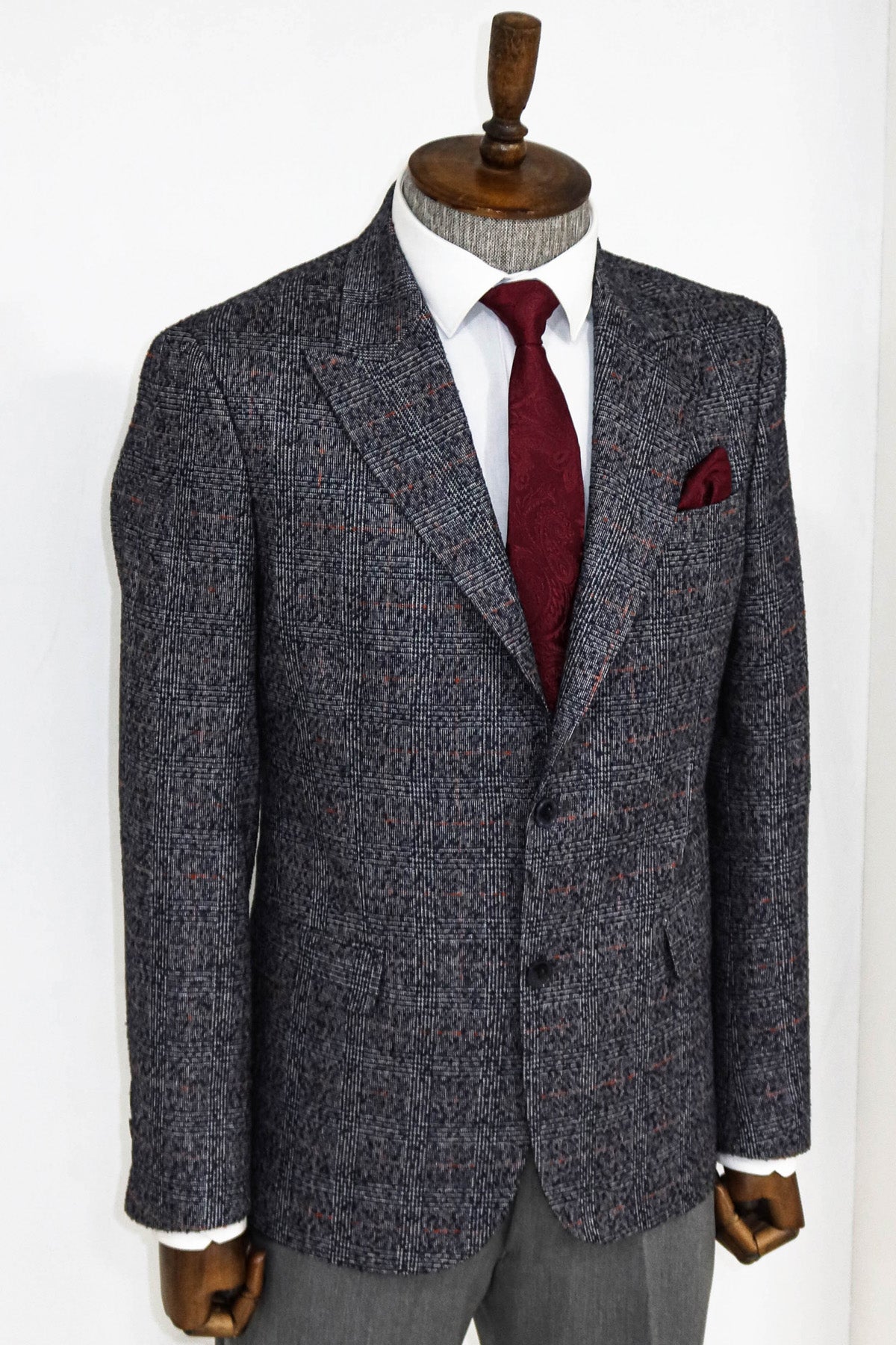 Checked Navy Blue Men Blazer ans Trousers Combination