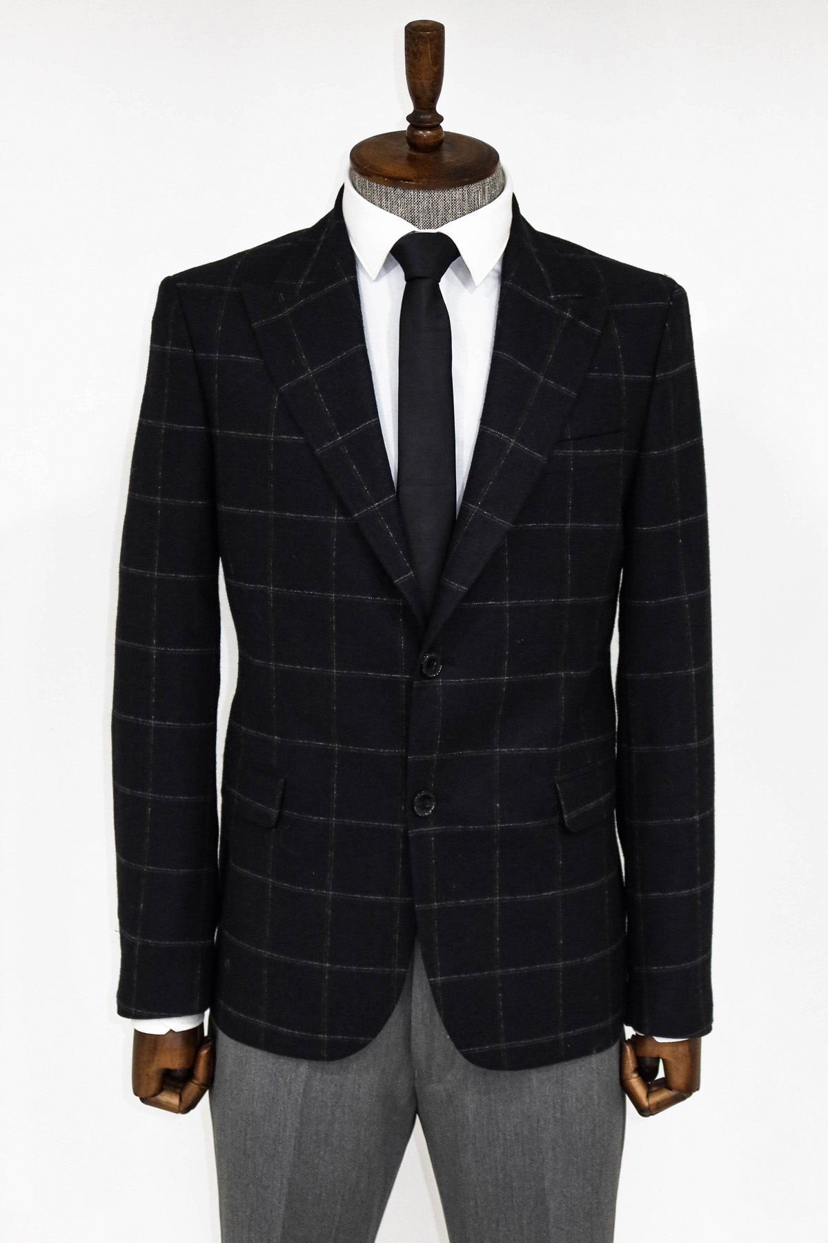 KOALA SYDNEY Plaid Wool Black Men Blazer and Trousers Combination -