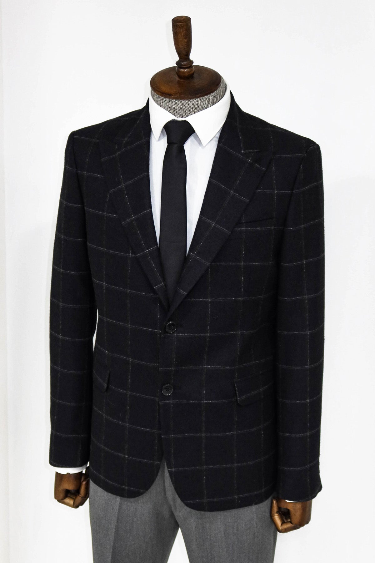 KOALA SYDNEY Plaid Wool Black Men Blazer and Trousers Combination -