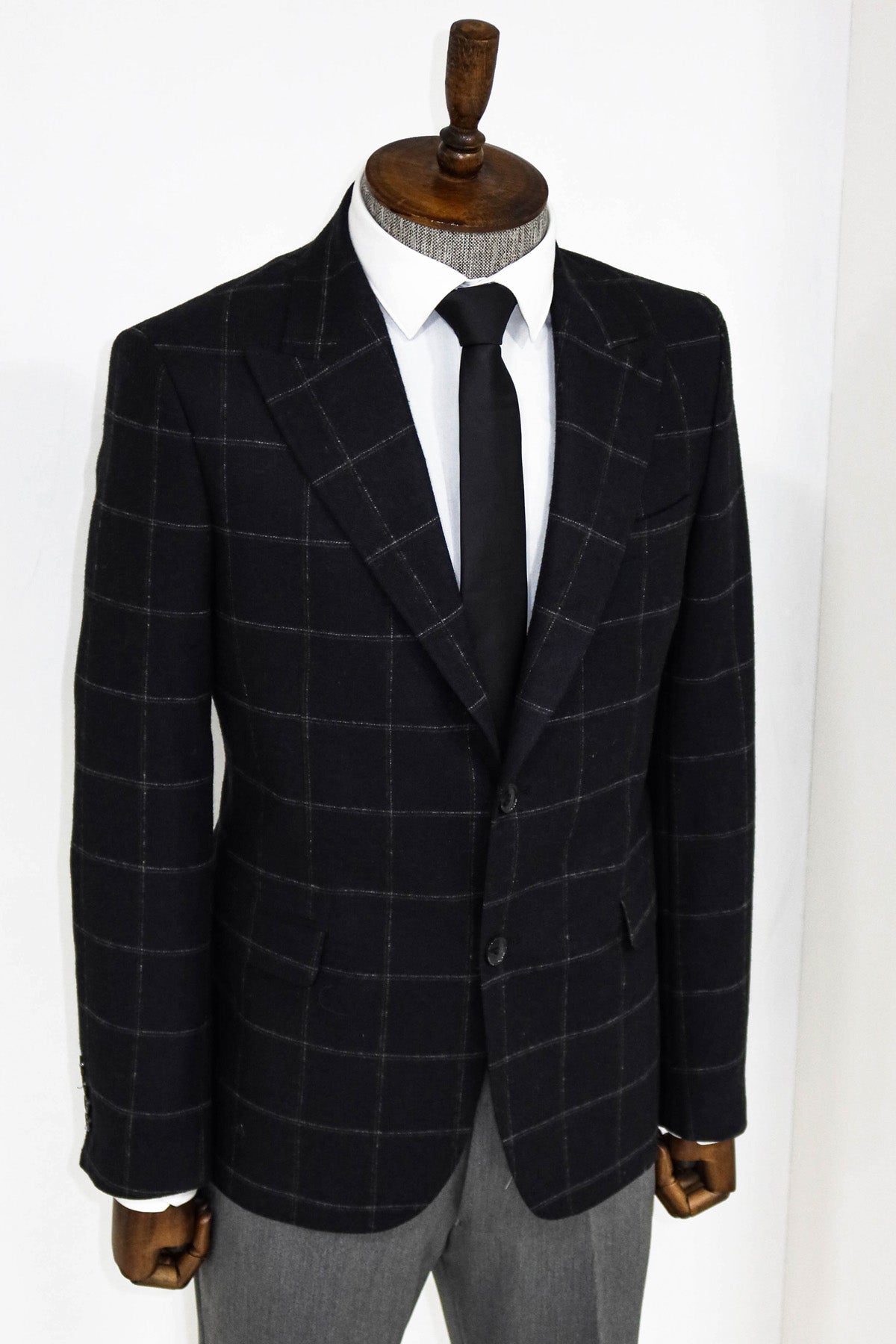 KOALA SYDNEY Plaid Wool Black Men Blazer and Trousers Combination -