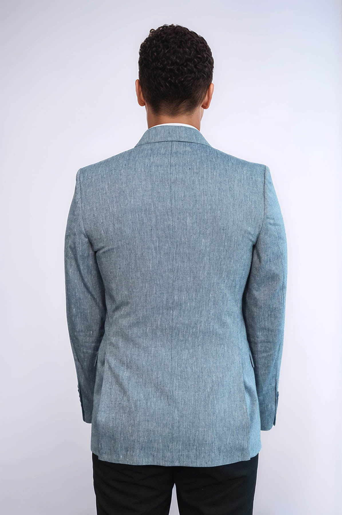Slim-Fit Peak Lapel Blue Jacket - Wessi