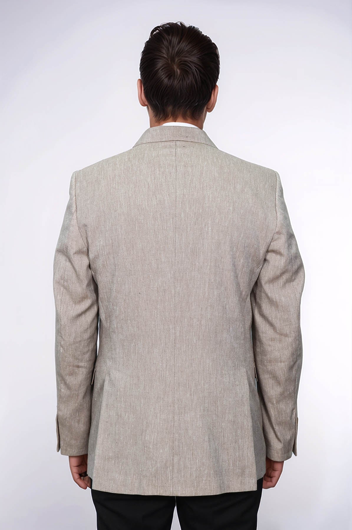 Slim-Fit Peak Lapel Light Brown Jacket