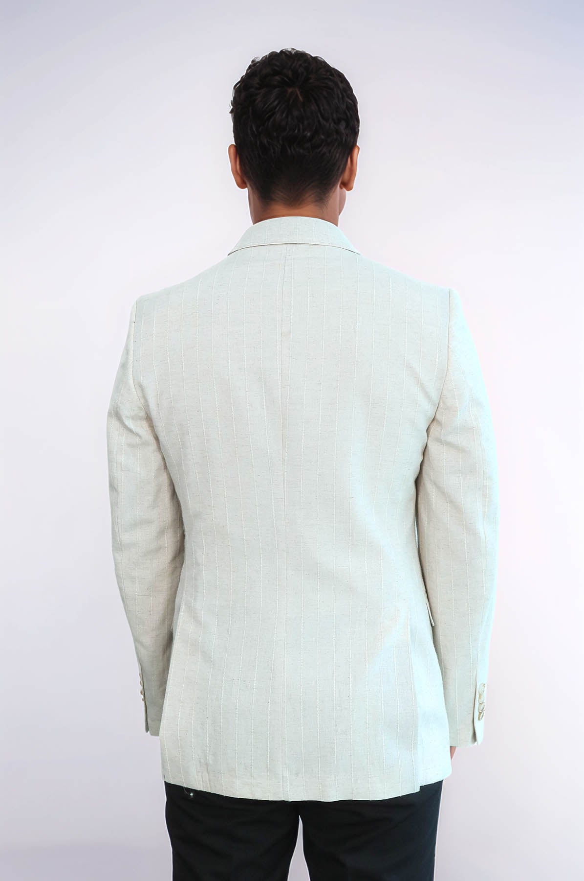 KOALA SYDNEY Striped Peak Lapel Cream Sport Jacket -