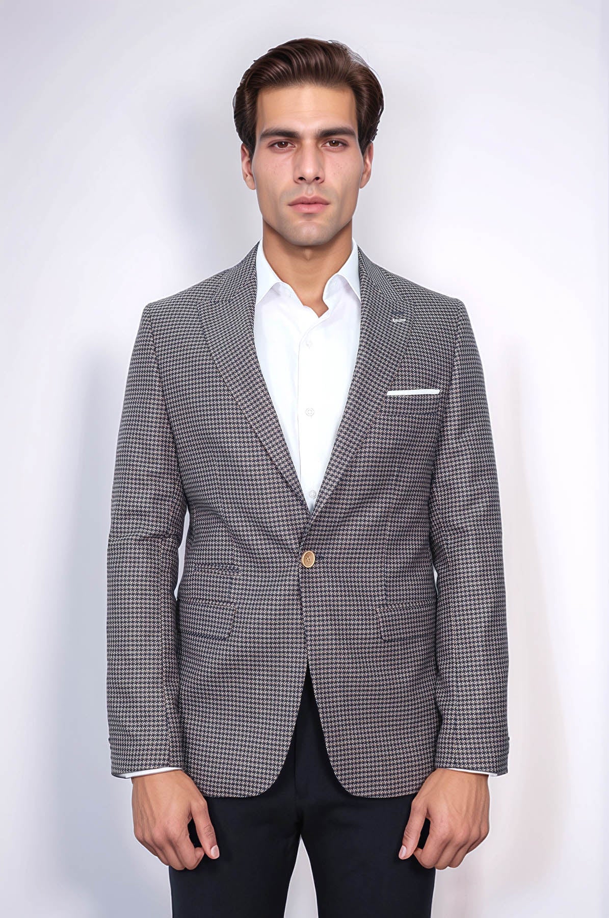 Patterned Navy Slim-Fit Blazer