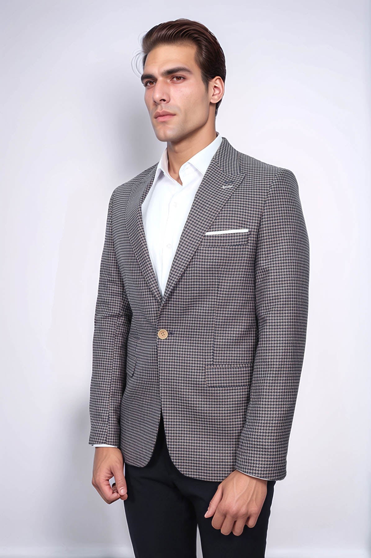 Patterned Navy Slim-Fit Blazer