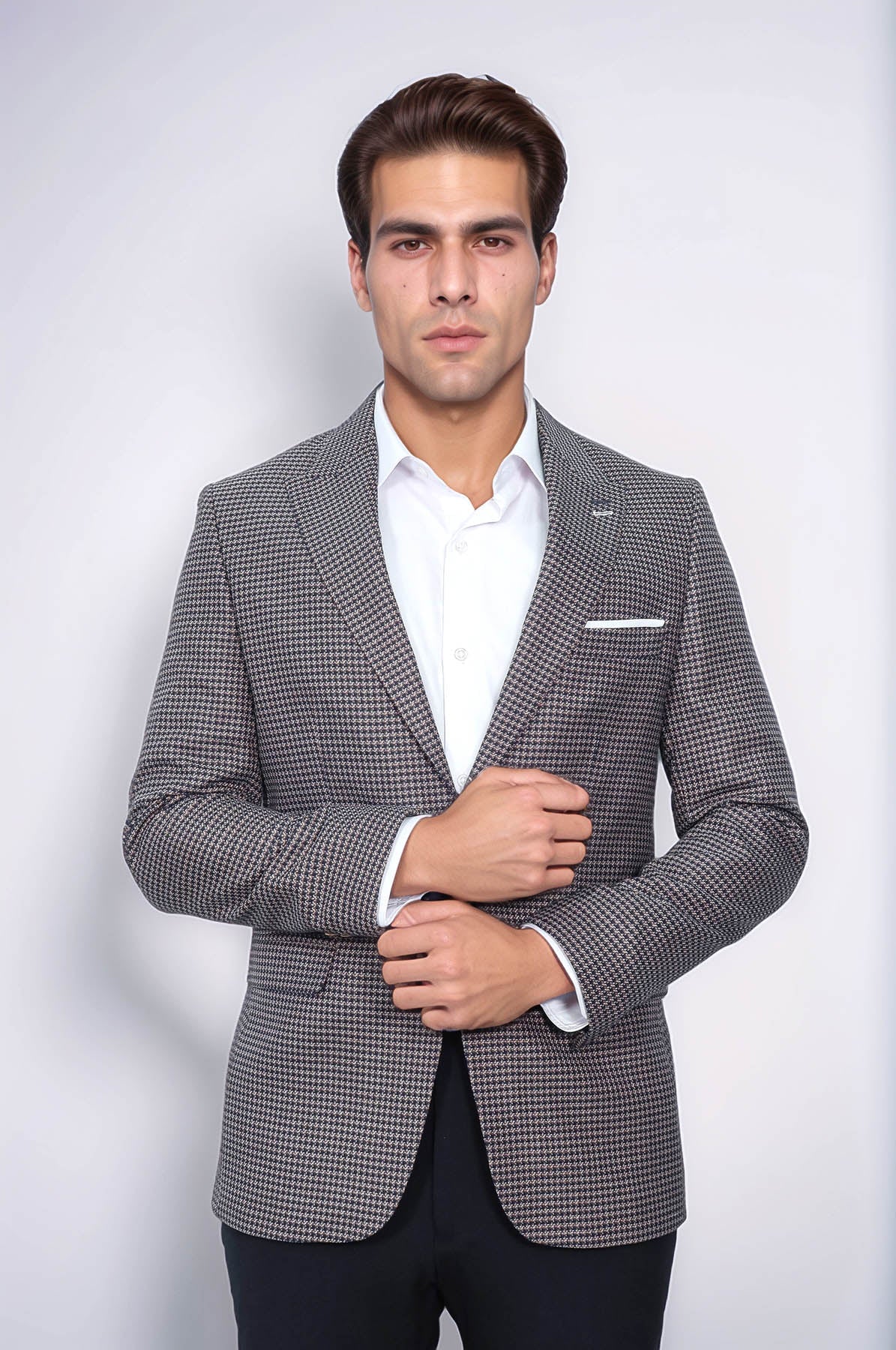 Patterned Navy Slim-Fit Blazer