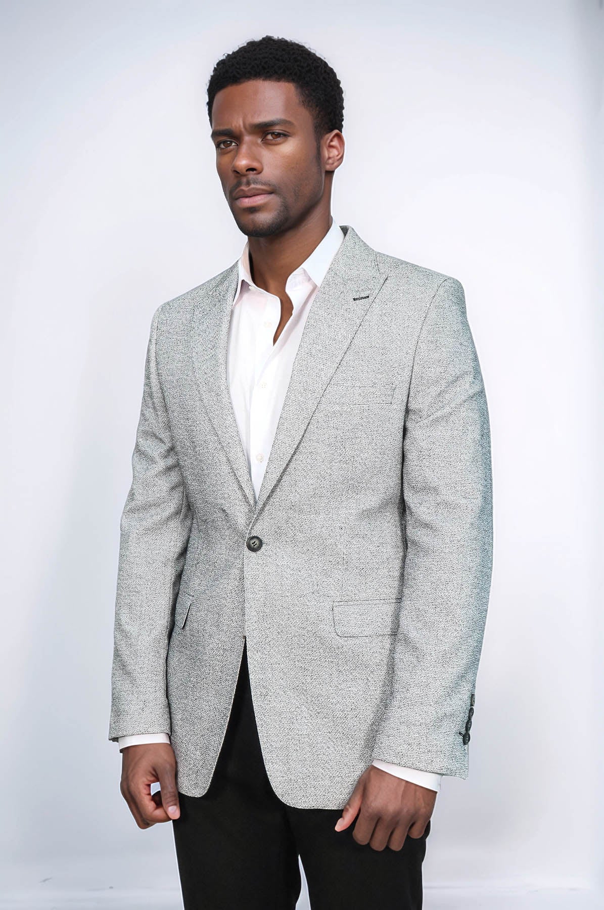Patterned Slim Fit Grey Men Blazer - Wessi