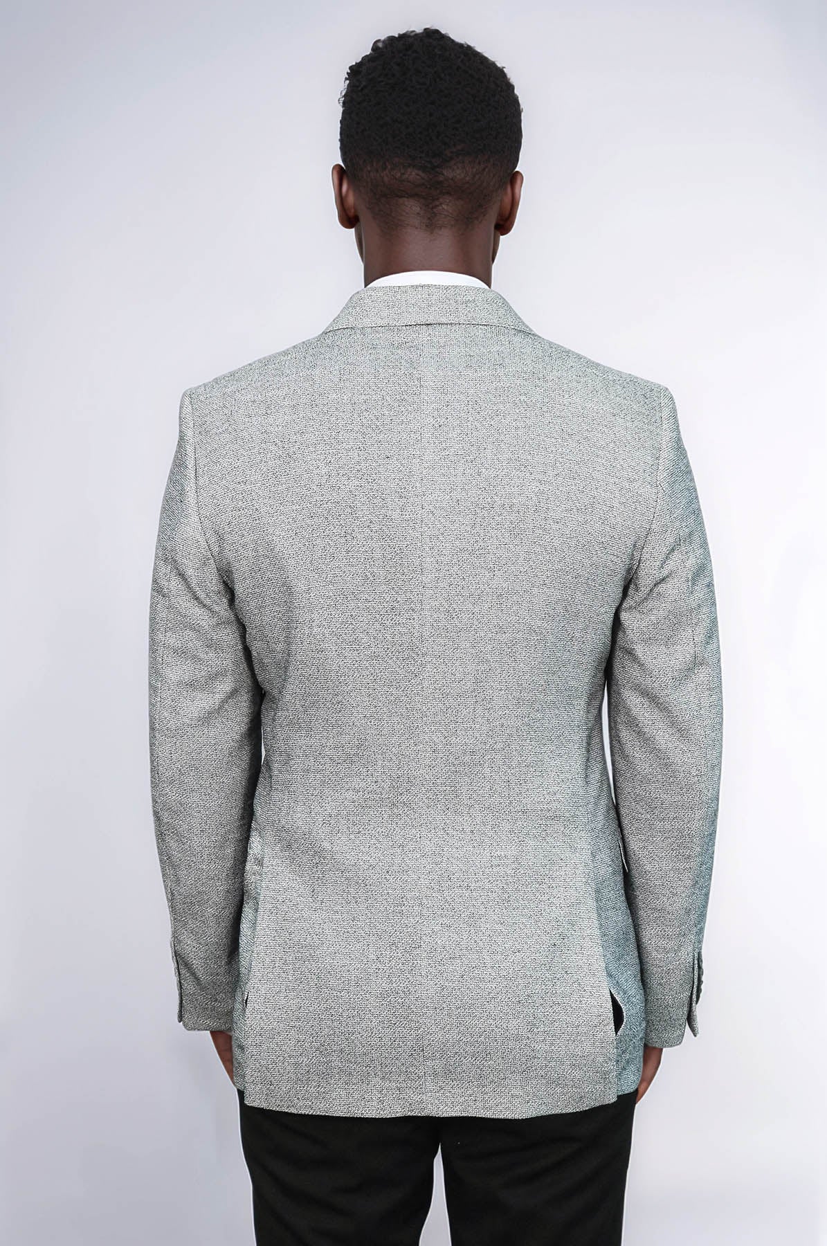 Patterned Slim Fit Grey Men Blazer - Wessi