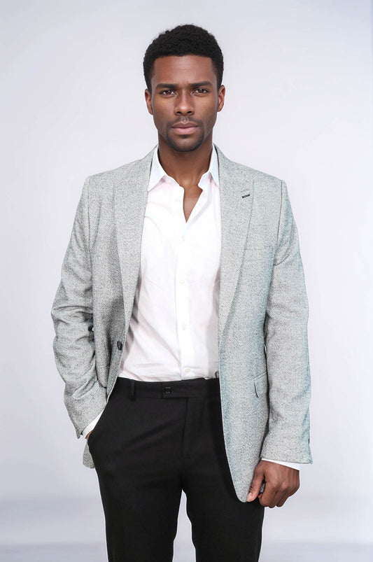 Patterned Slim Fit Grey Men Blazer