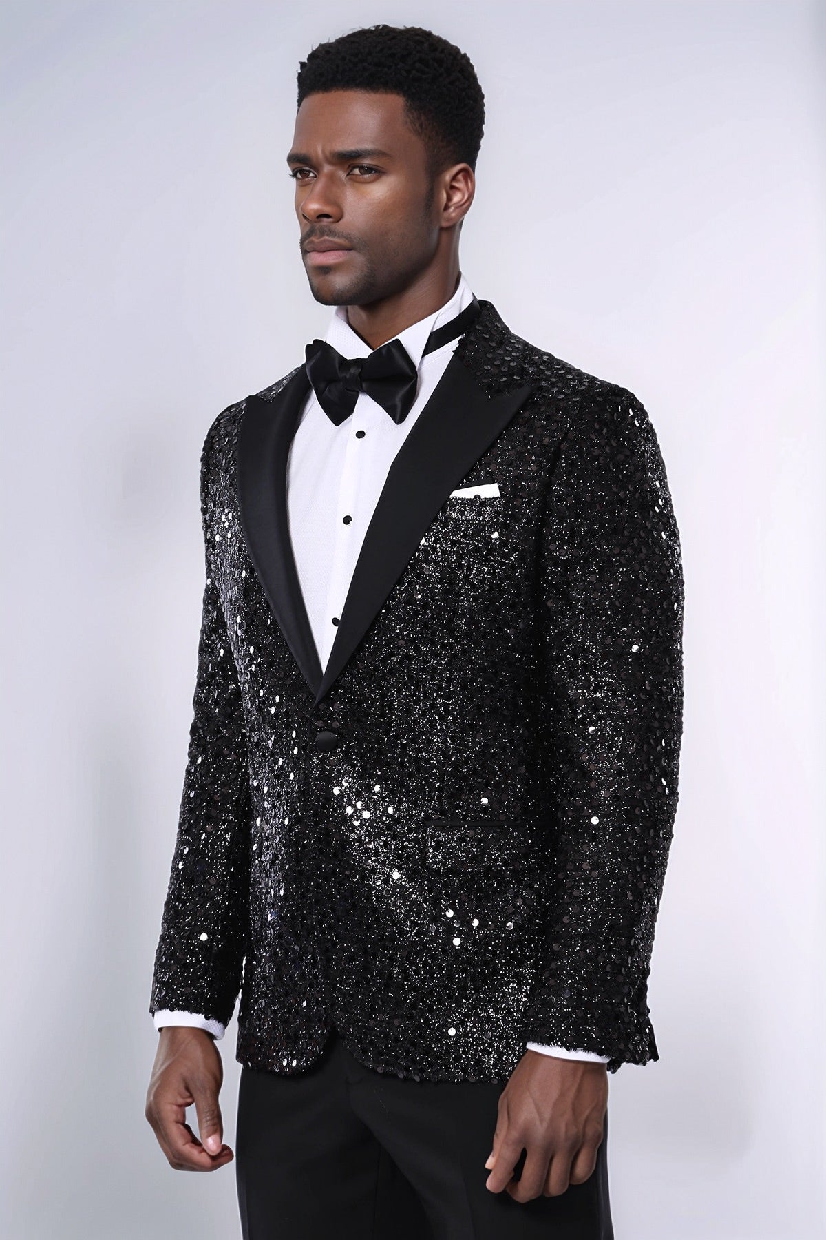 Sequin Patterned Black Party Blazer