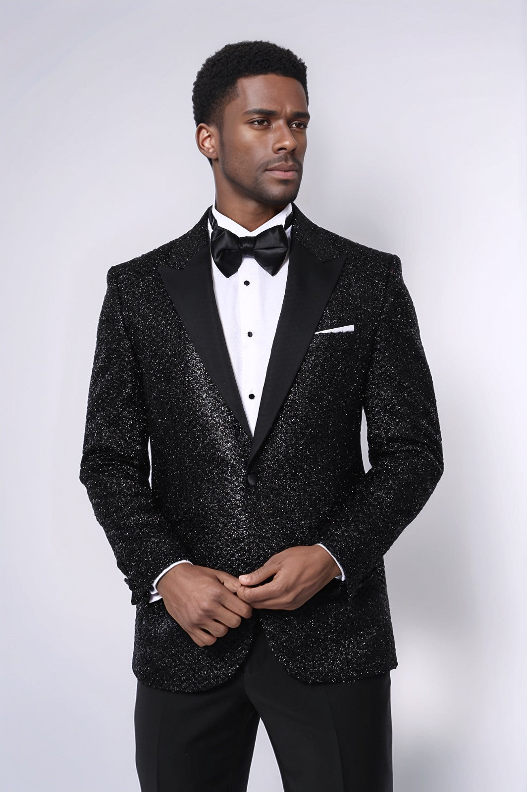 Sequin Patterned Black Party Blazer