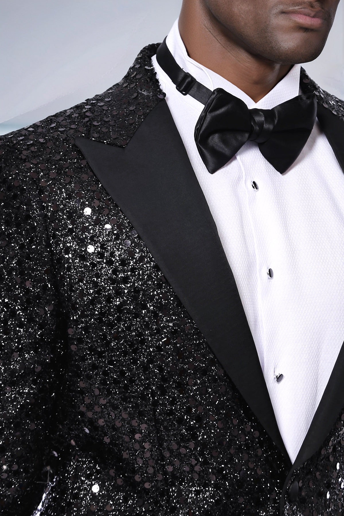 Sequin Patterned Black Party Blazer