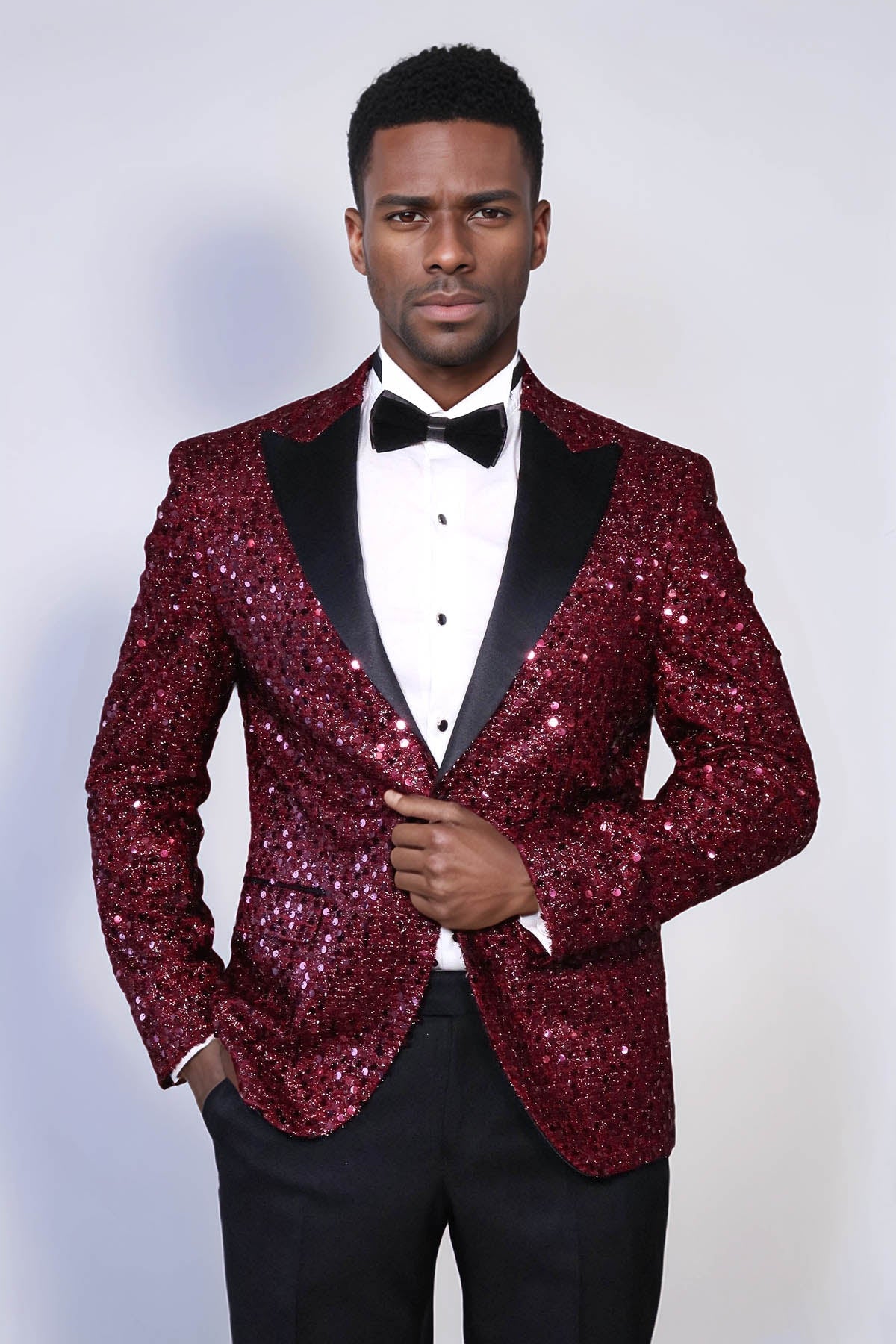 KOALA SYDNEY Glitter Pattern Burgundy Men Prom Blazer