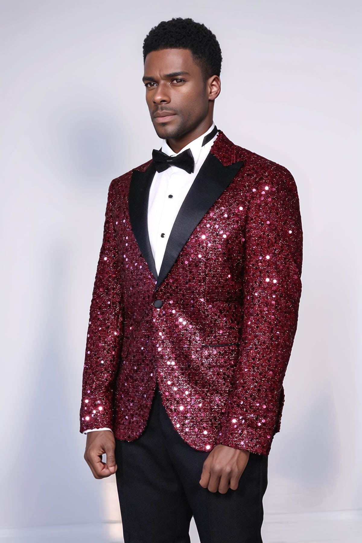 KOALA SYDNEY Glitter Pattern Burgundy Men Prom Blazer