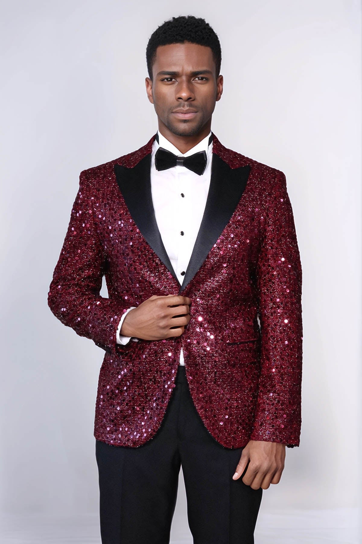 KOALA SYDNEY Glitter Pattern Burgundy Men Prom Blazer