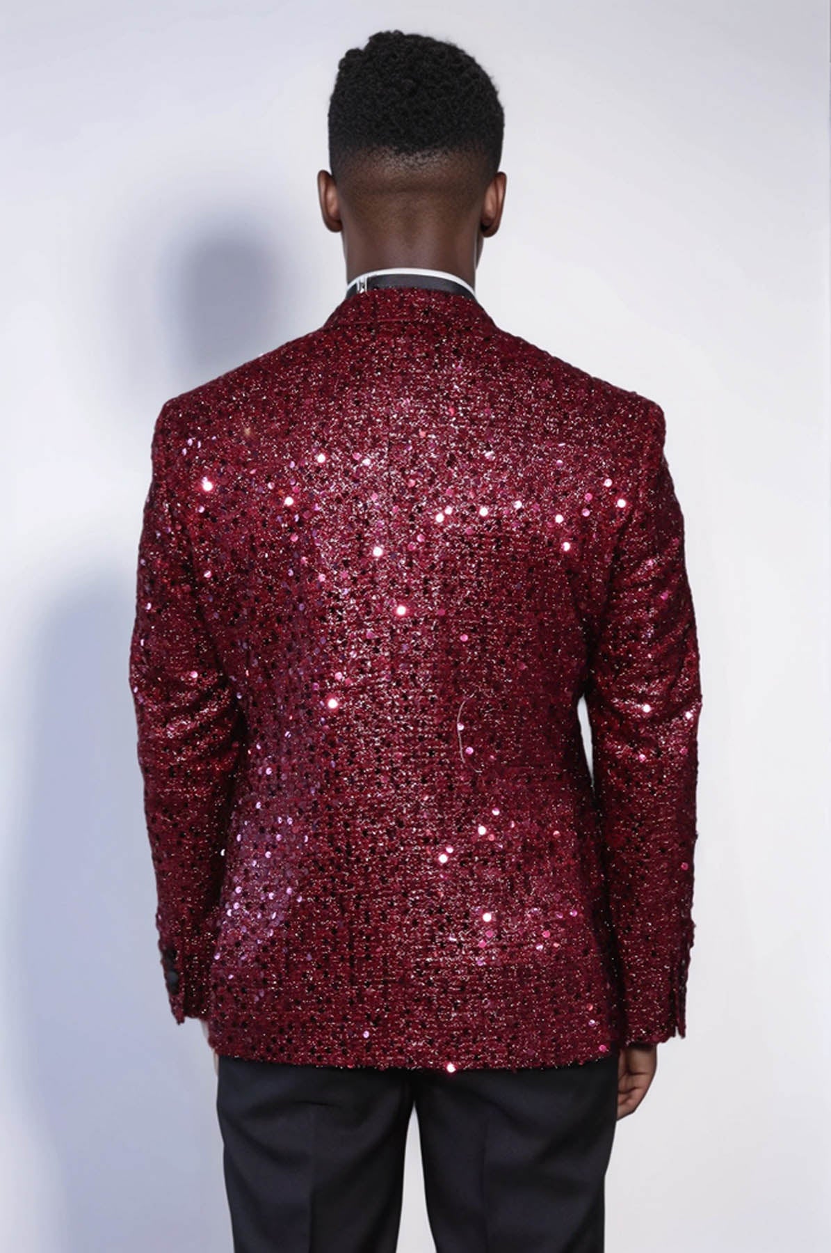 KOALA SYDNEY Glitter Pattern Burgundy Men Prom Blazer