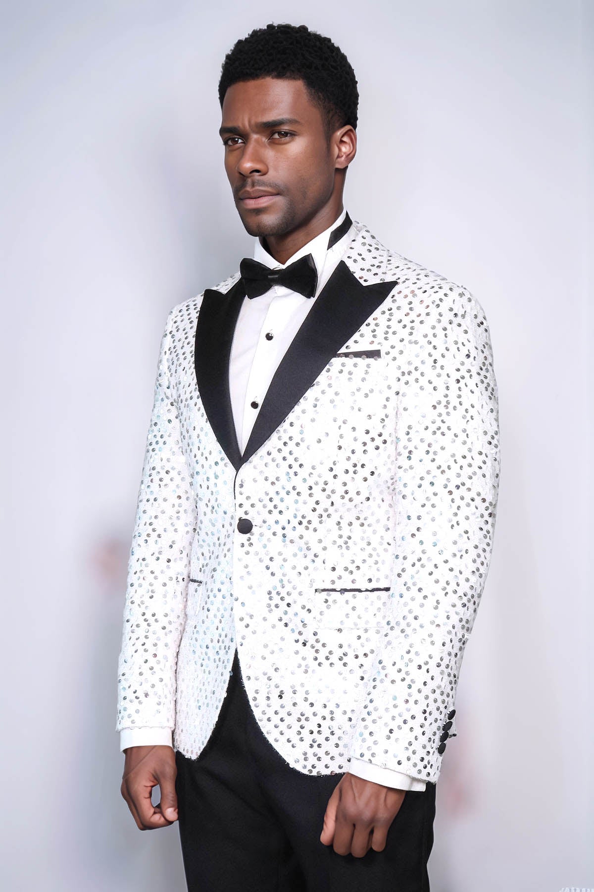 KOALA SYDNEY Glitter Pattern White Men Prom Blazer
