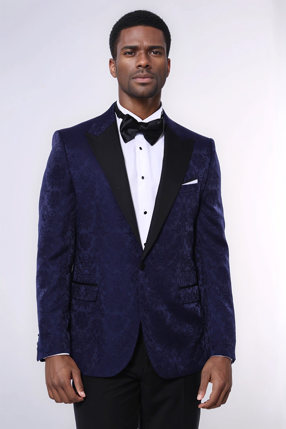 Navy Blue Patterned Party Blazer