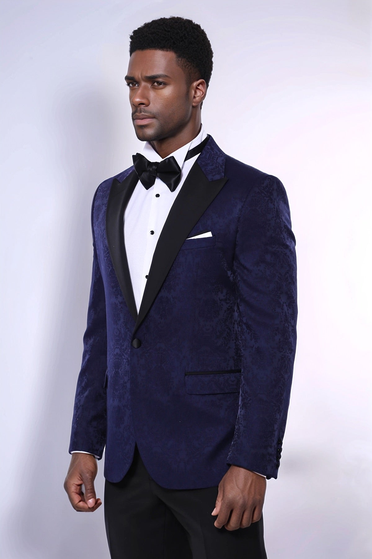 Navy Blue Patterned Party Blazer