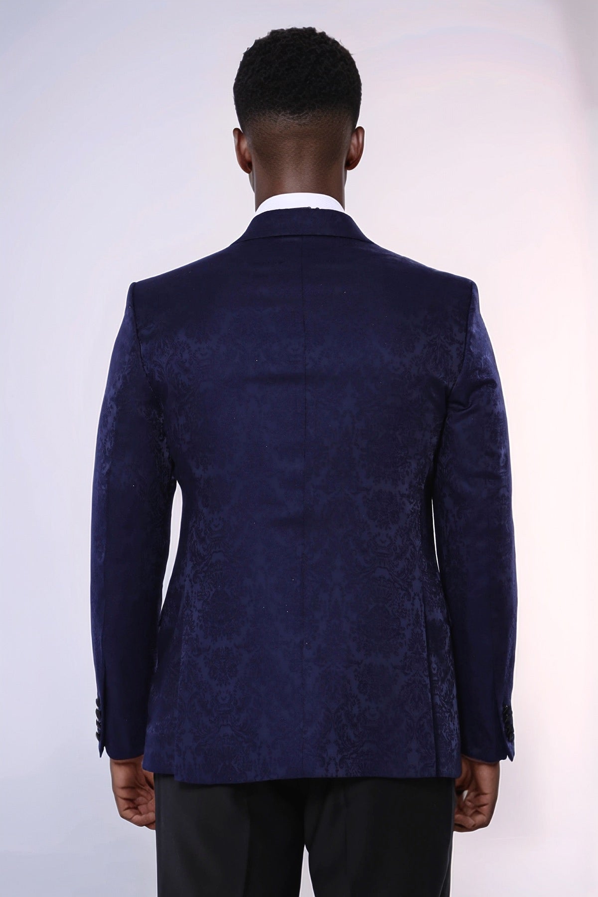 Navy Blue Patterned Party Blazer