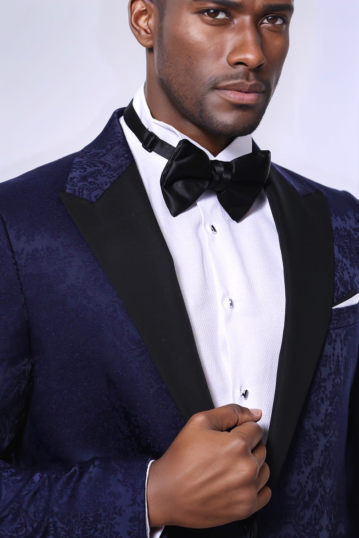 Navy Blue Patterned Party Blazer