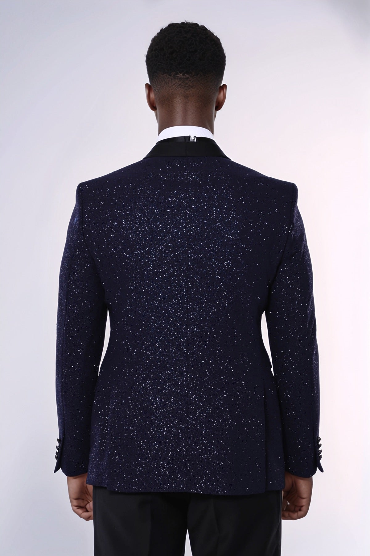 Shawl Lapel Navy Blue Men Sparkly Blazer