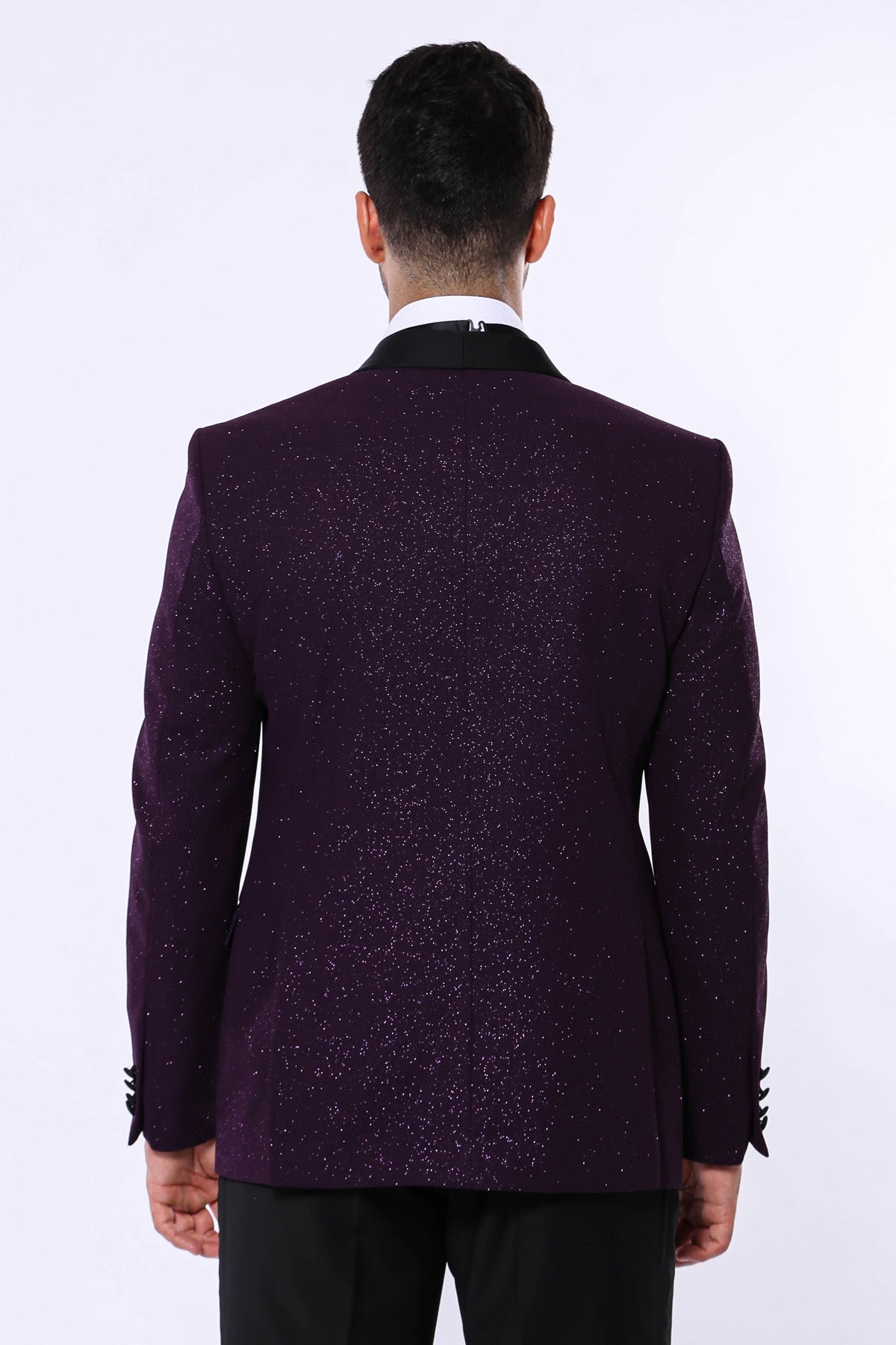 Purple Shawl Lapel Sparkly Men Party Blazer