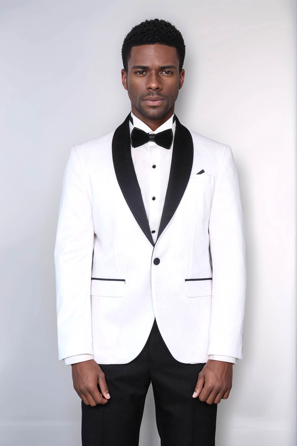KOALA SYDNEY Slim Fit Shawl Lapel White Men Shiny Blazer
