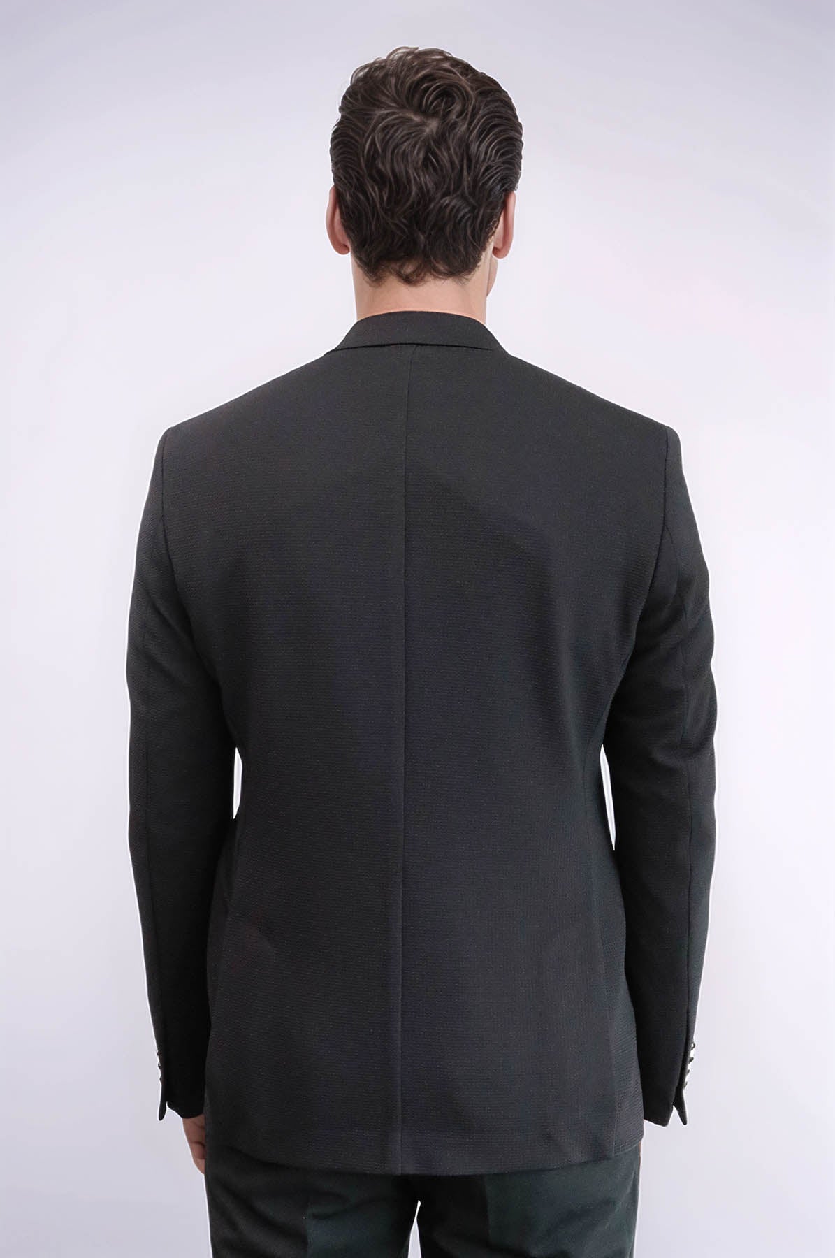 KOALA SYDNEY Black Textured Gold Metal Button Slim Fit Men's Blazer Jacket