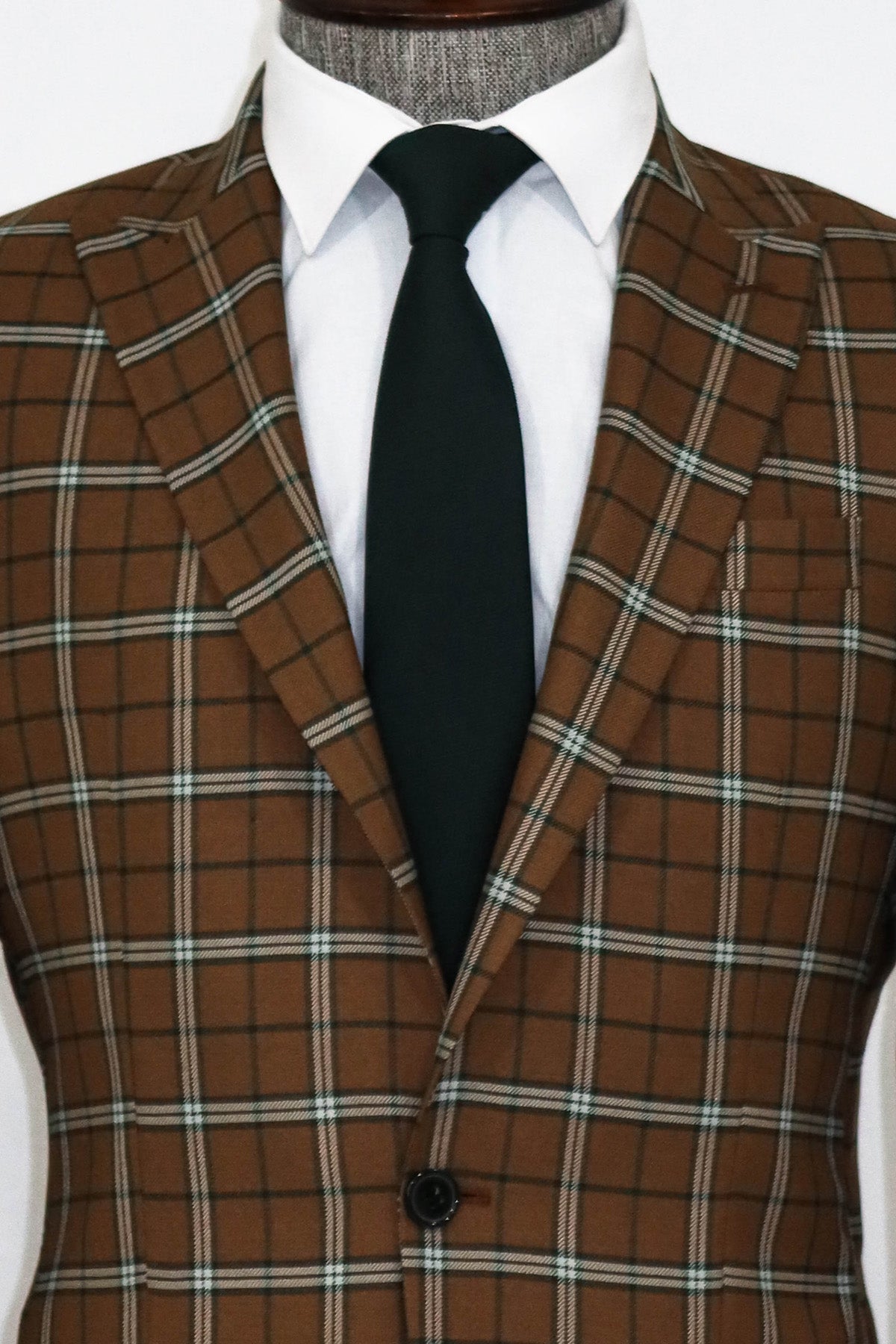 Checked Brown Men Blazer and Trousers Combination
