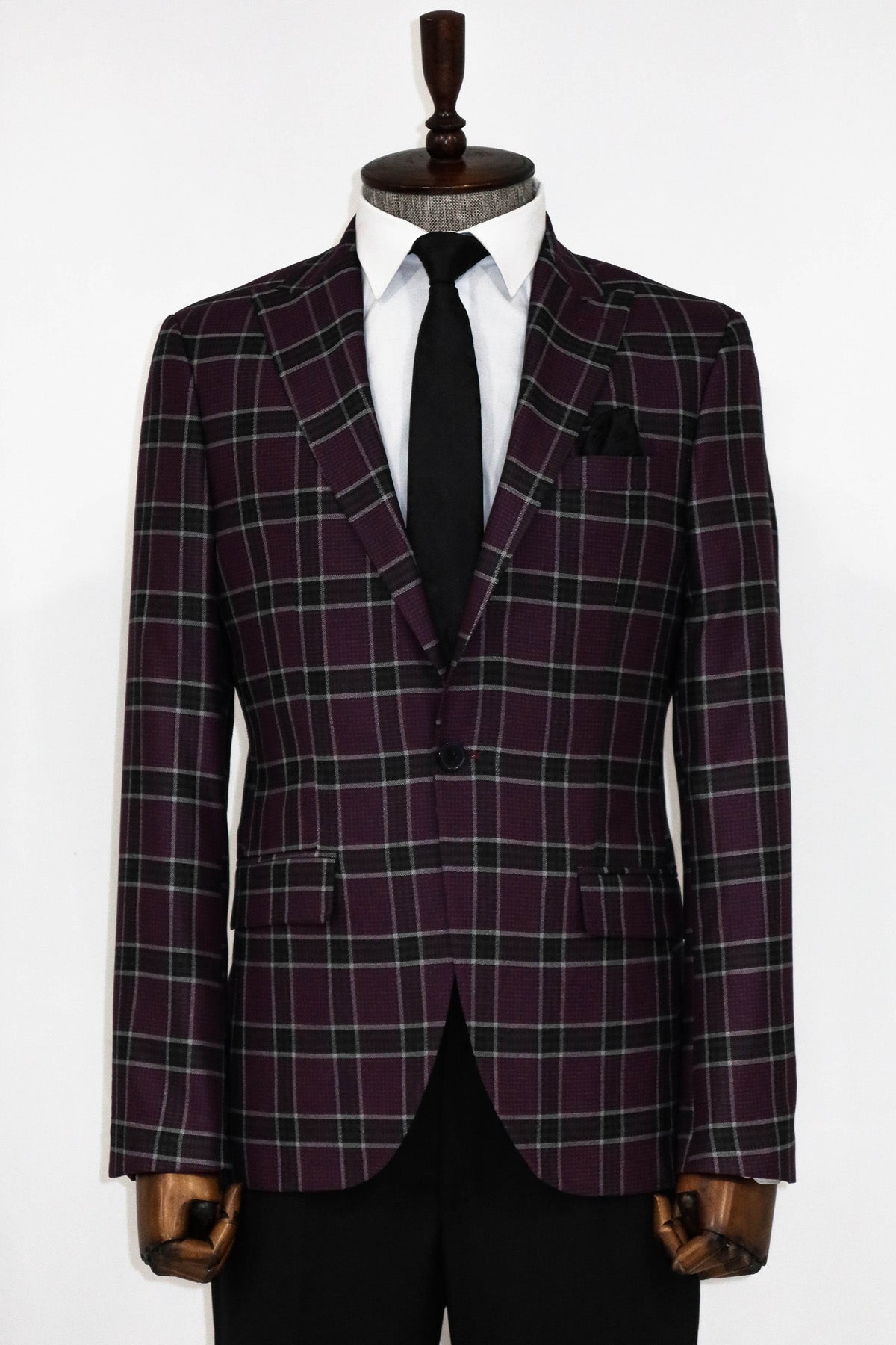 Slim Fit Peak Lapel Purple Men Blazer and Trousers Combination