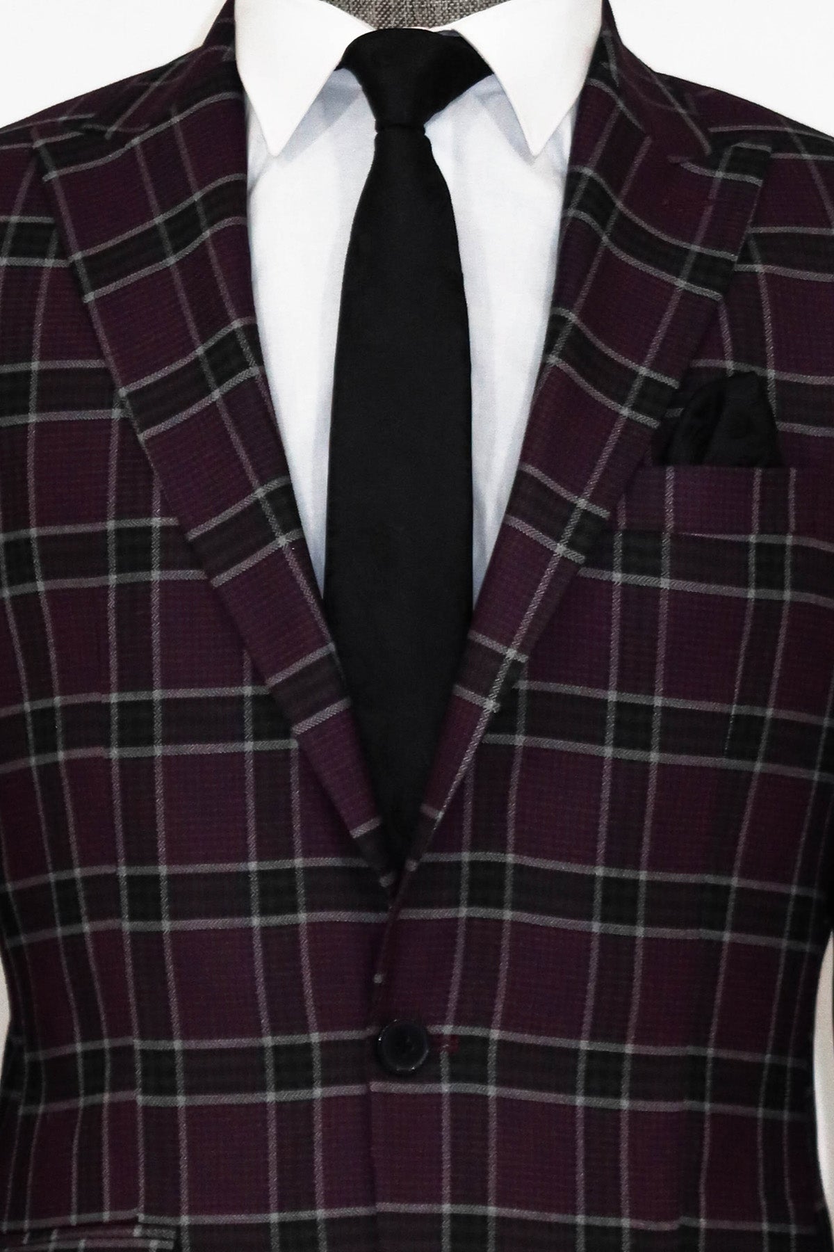 Slim Fit Peak Lapel Purple Men Blazer and Trousers Combination
